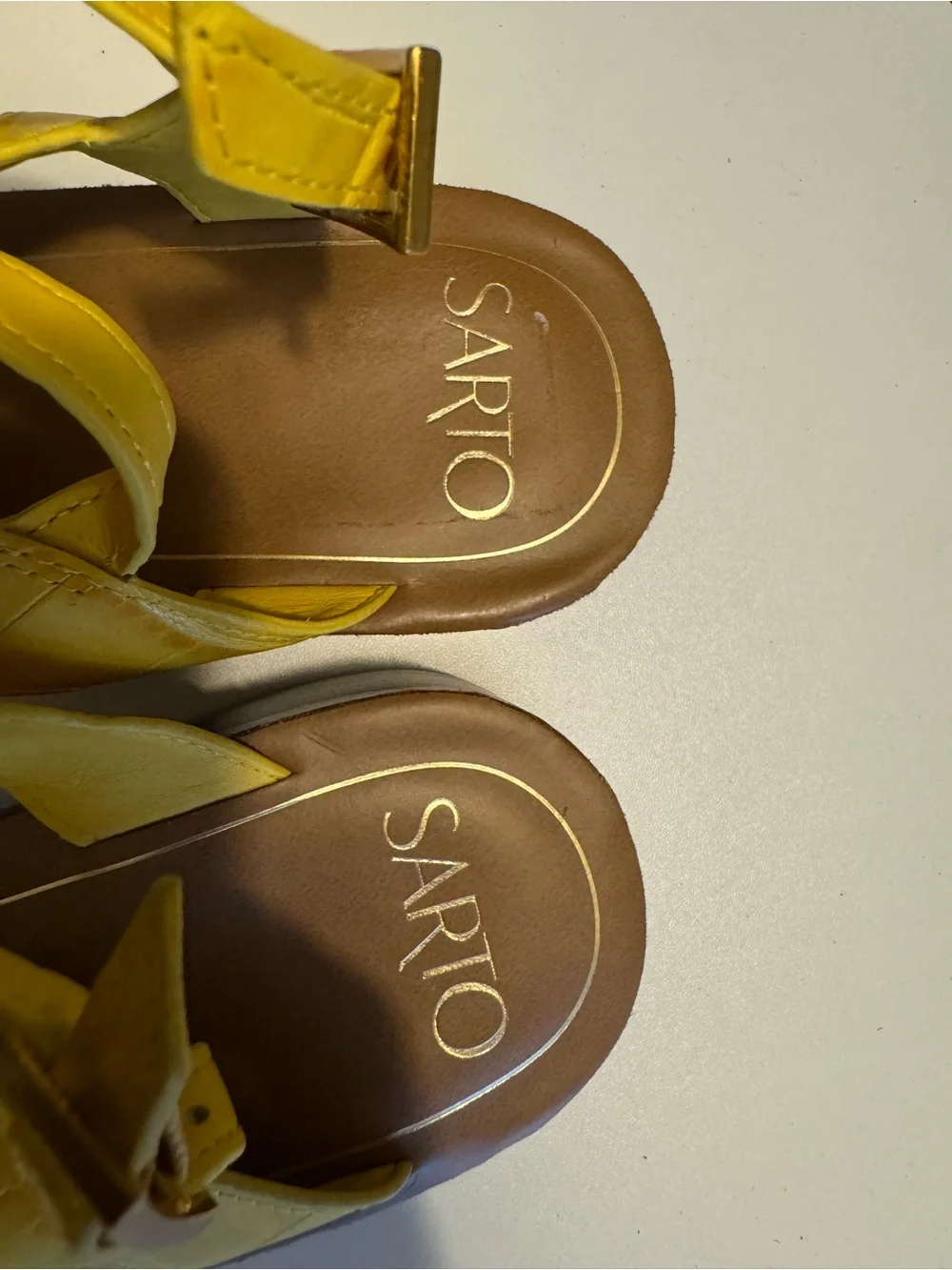 iris Yellow Croc-Texture Thong Slingback Sandals